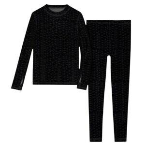 Athletic Works Boys Performance Thermal Set in Black w/ Lines , Size L New!